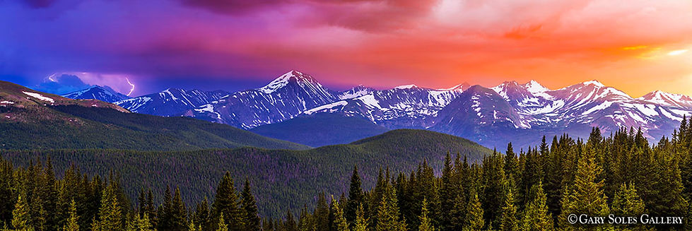 Quandary, mount quandary, sunset, monsoon storm, lightning, orange, blue, peak 10, 10 mile range, gary soles gallery