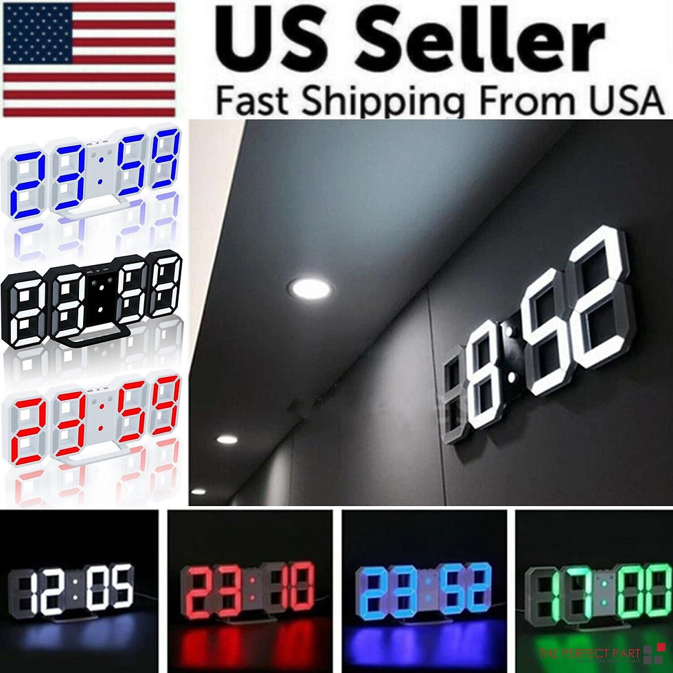 Premium 3D LED digital alarm clock collection from a US seller featuring multiple neon glow colors.
