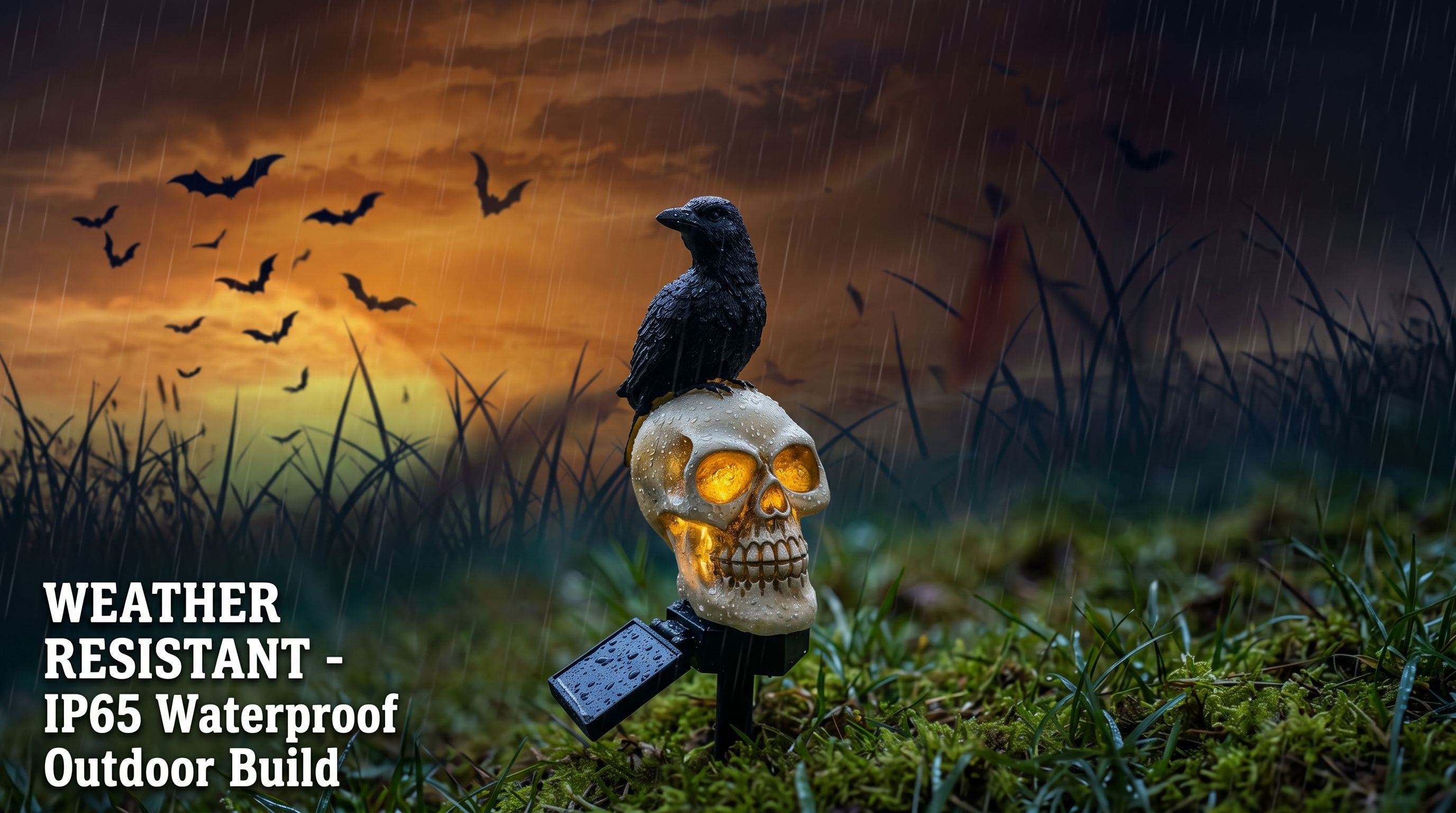 Aesthetic Solar Skull Crow Outdoor Garden Lights