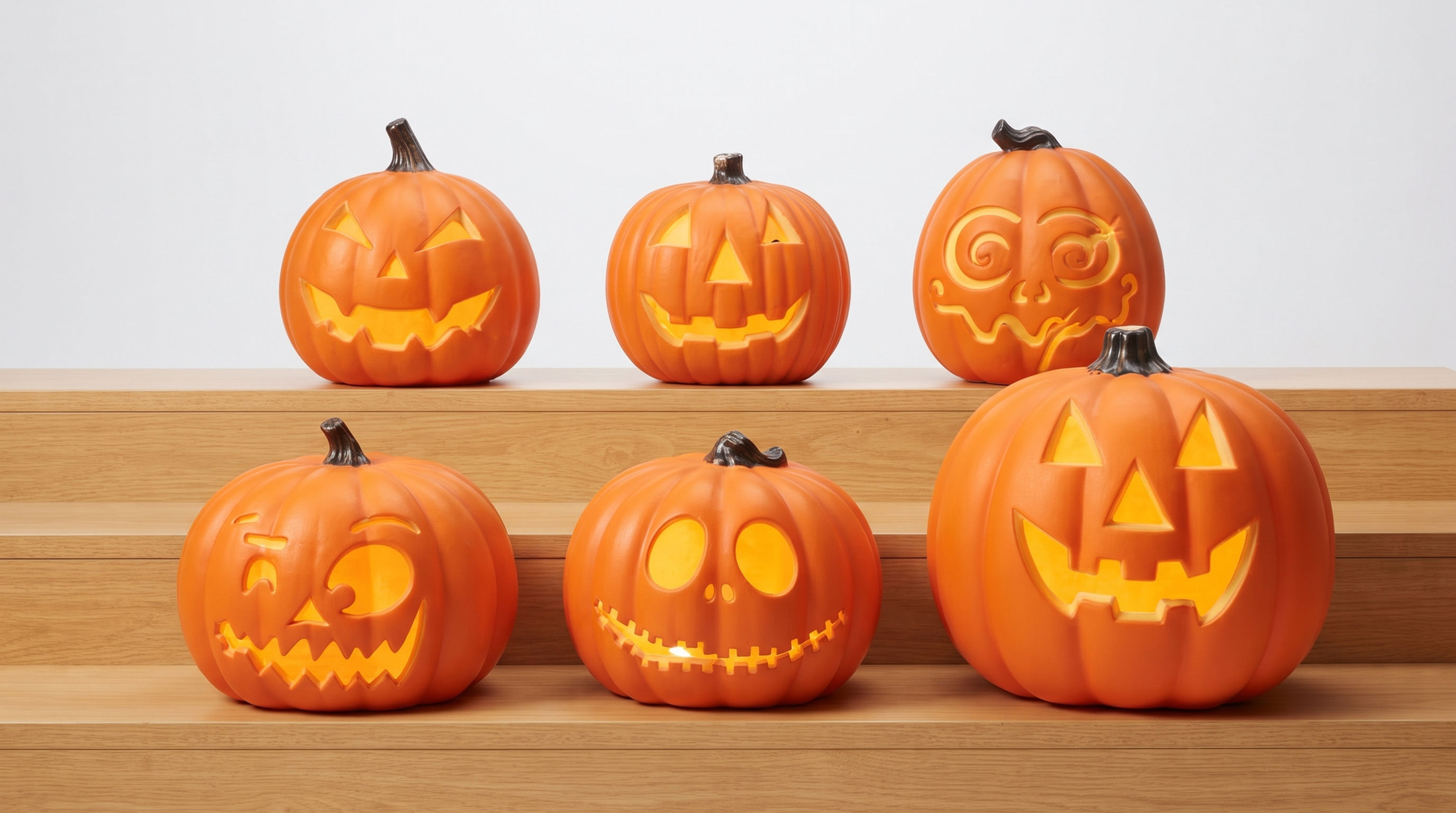 Aesthetic sound activated LED Halloween candy bucket casting a vibrant orange traditional luminous glow.