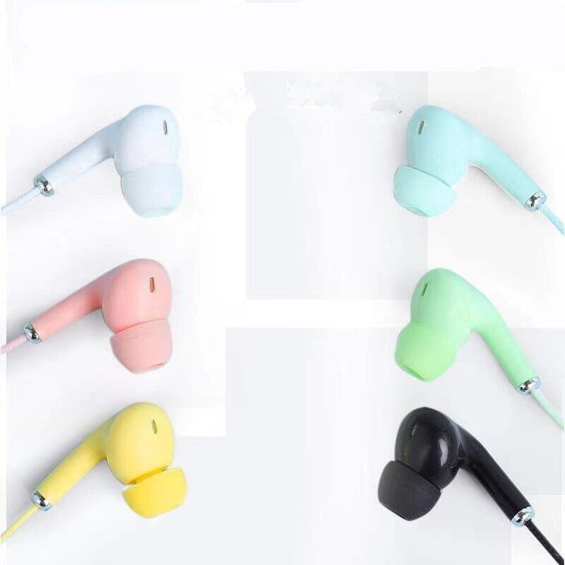 Colorful macaron wired earbuds with microphone on sale