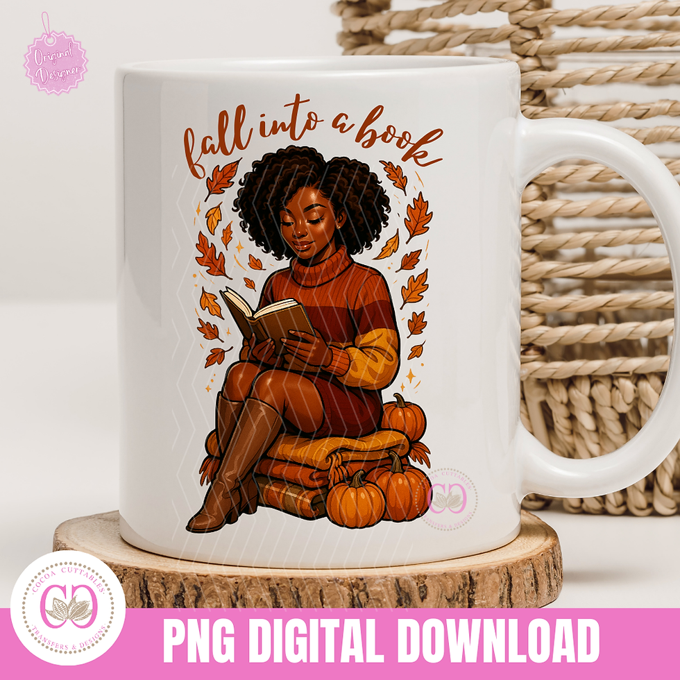 Thumbnail: Fall Into A Book PNG Halloween Fall Pumpkins Autumn Leaves Book Lover PNG File