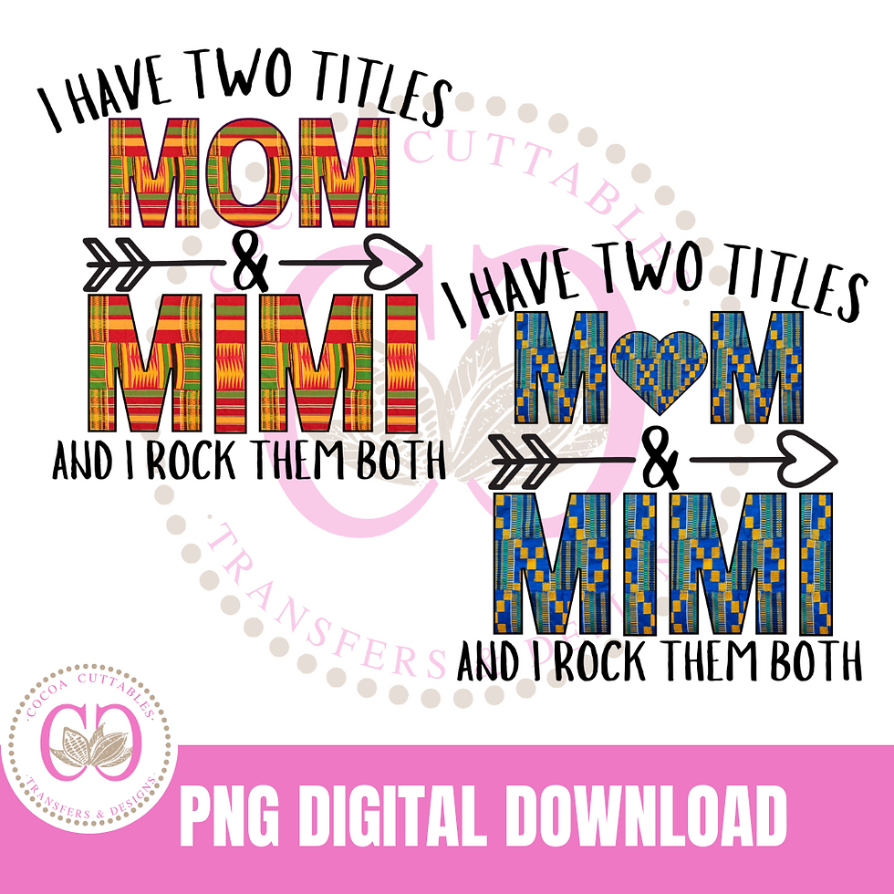 I have Two Titles Mom & Mimi and I Rock Them Both Kente Digital PNG File