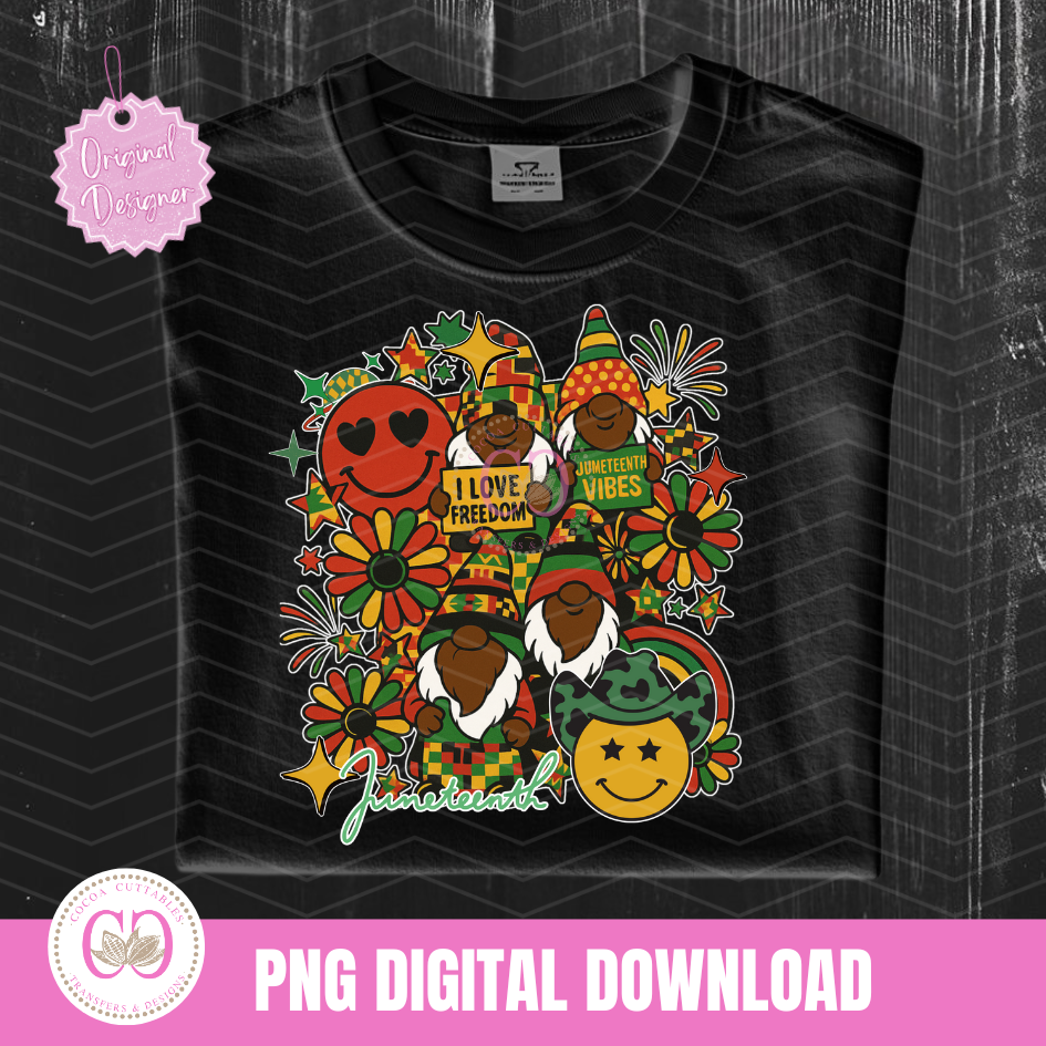 Black Juneteenth Gnome Png Juneteenth Retro Hippie Png Juneteenth Vibes PNG File