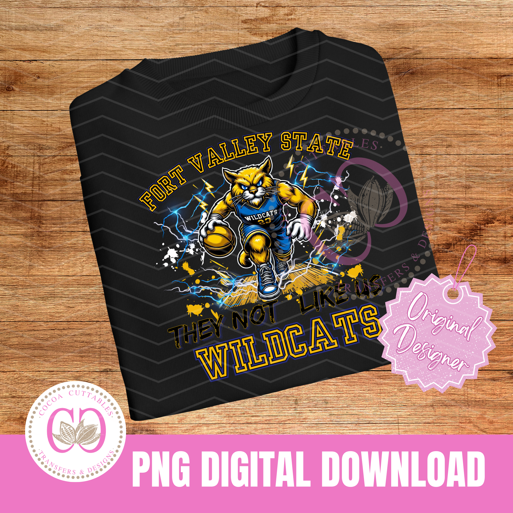 Fort Valley State Wildcats Basketball HBCU College Mascot Digital PNG File