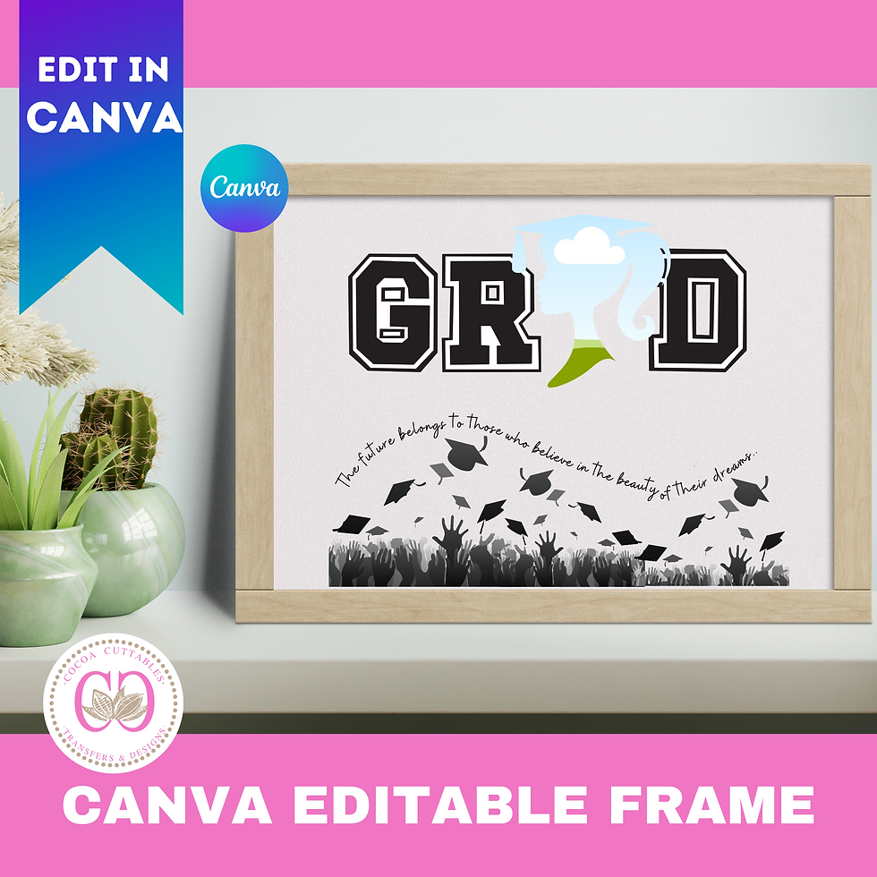 GRAD Female Frame with Quotes Editable Canva Digital File