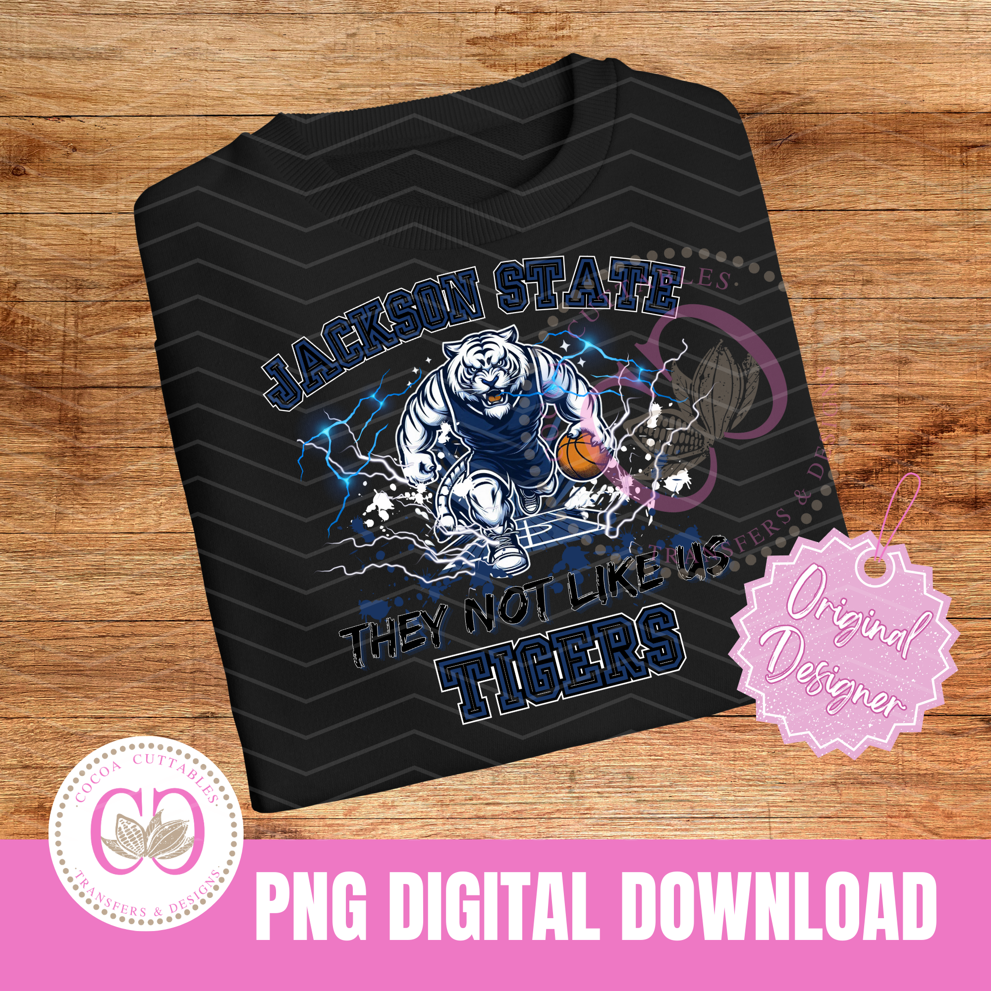Jackson State Tigers Basketball HBCU College Mascot Digital PNG File