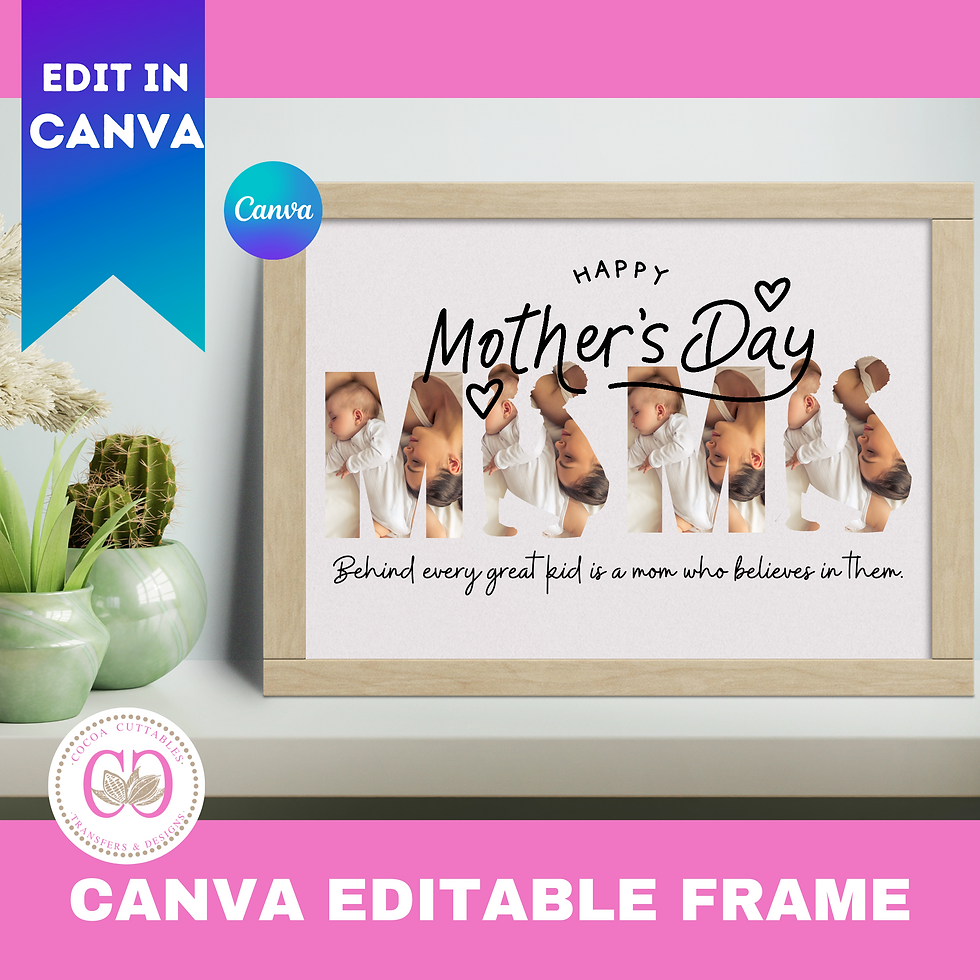 Thumbnail: MAMA Frame with Mom Who Believes Quote Editable Canva Digital File