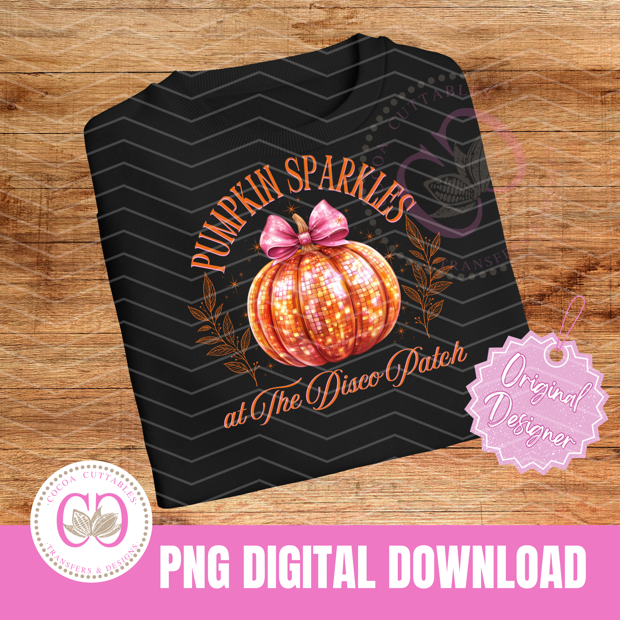 Pumpkin Sparkles At The Disco Patch | Halloween Fall Digital PNG T-Shirt Design