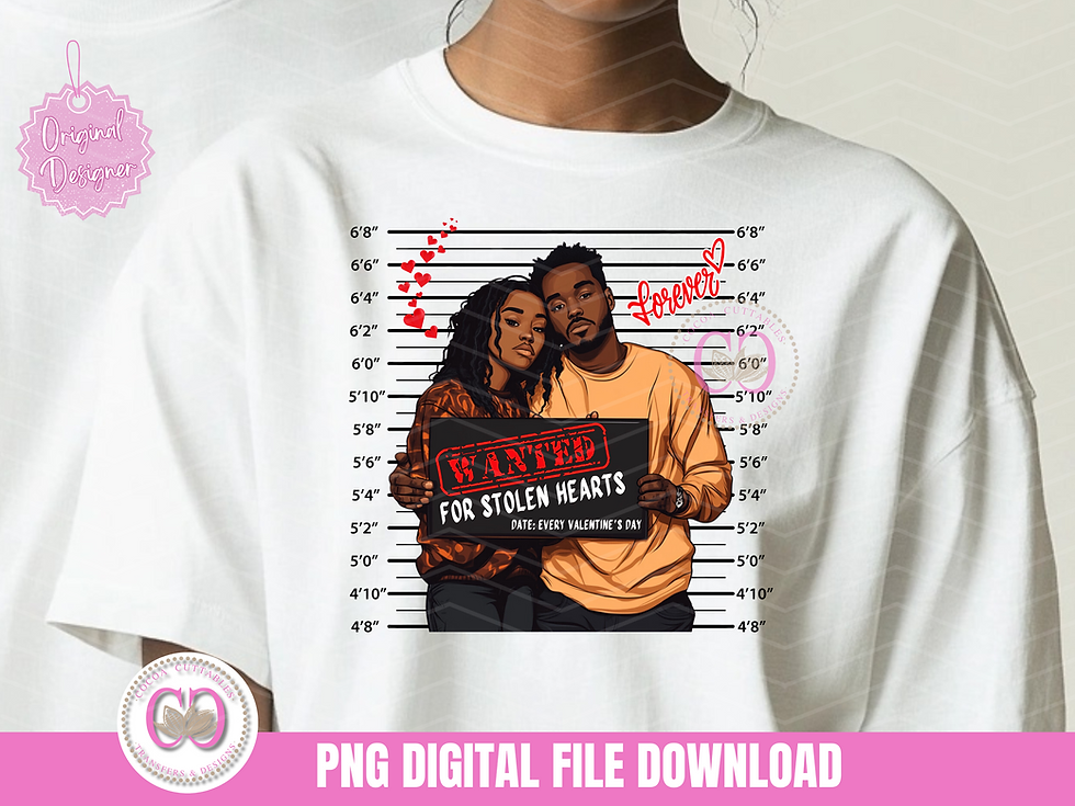 Thumbnail: Black Couple Wanted Stolen Hearts Suspect Mugshot Valentine's PNG Digital File