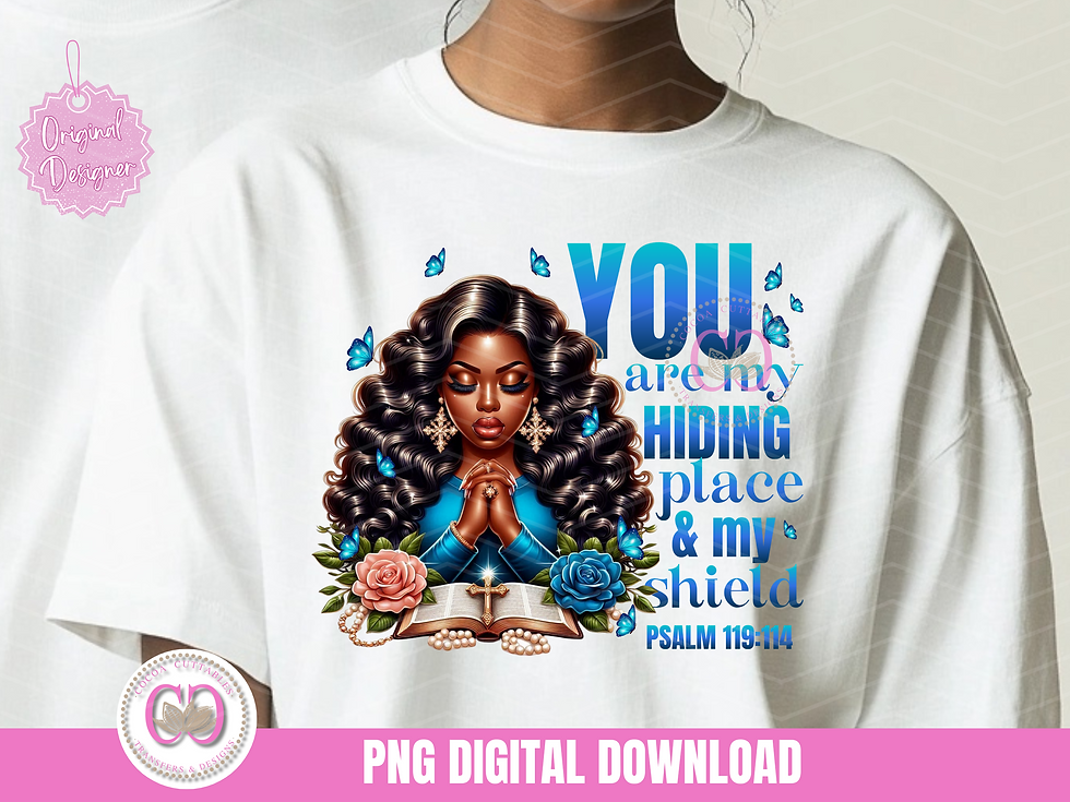 Thumbnail: Black Christian Woman You Are My Hiding Place & Shield Bible Verse PNG File