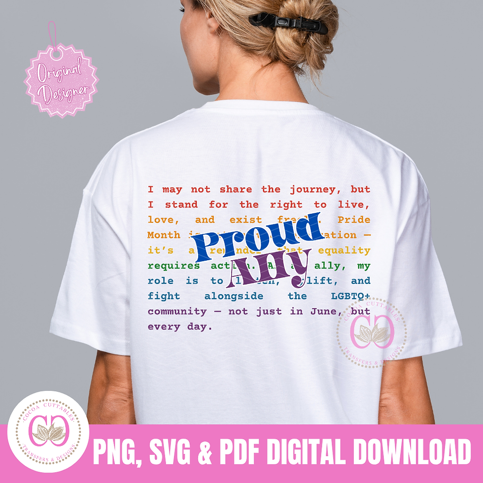 Thumbnail: Proud Ally LGBTQIA+ Words Queer Gay Pride Month  Equal Rights PNG SVG PDF File