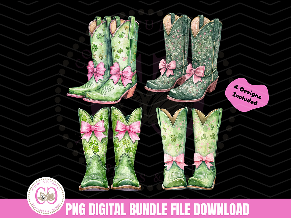 Thumbnail: St. Patrick's Day Cowgirl Boots Shamrock Cowgirl Boots Bundle PNG Digital File