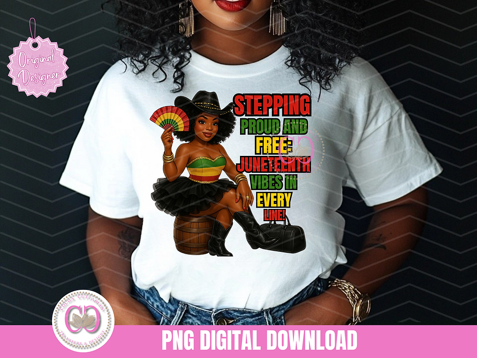Thumbnail: Black Cowgirl Woman Juneteenth Stepping Proud & Free Juneteenth Vibes PNG Bundle