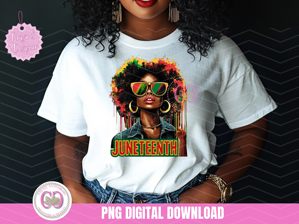 Thumbnail: Juneteenth Afro American Woman Juneteenth Shades & Abstract Hair Splash PNG File