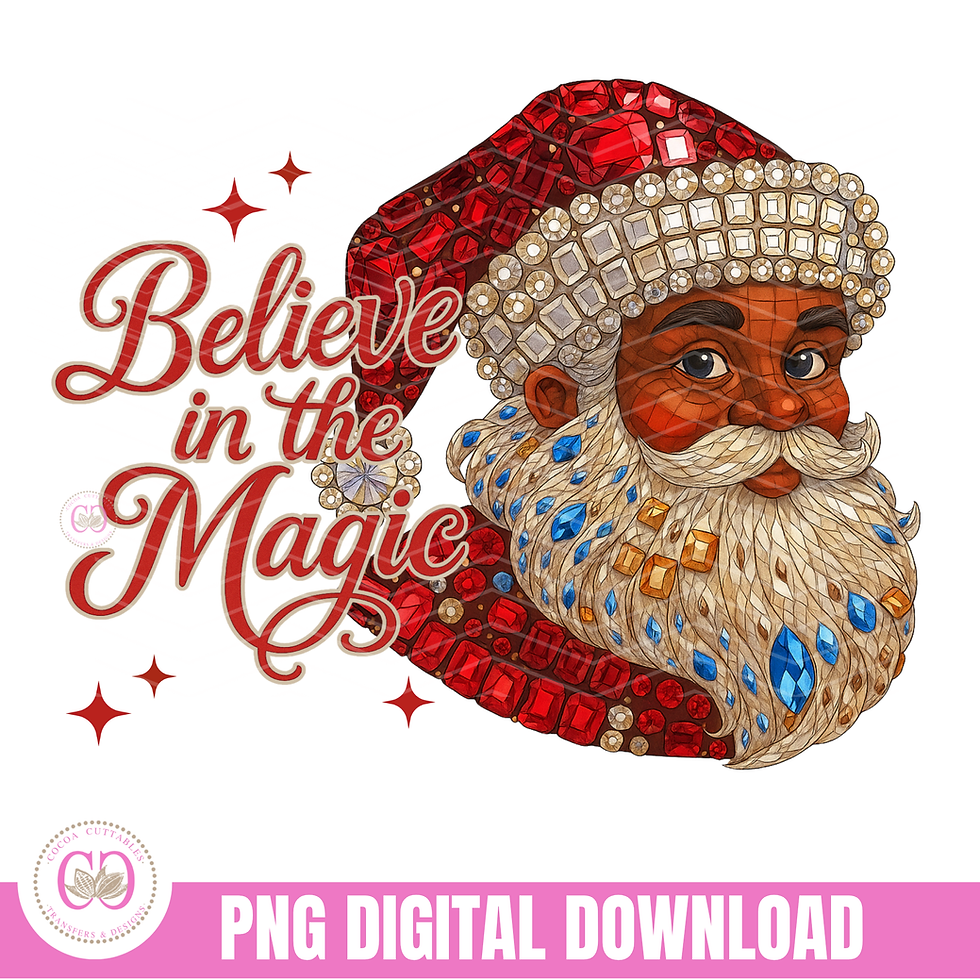Thumbnail: Retro Black Santa Rhinestone Png, Believe In The Magic, Jeweled Santa Claus Png