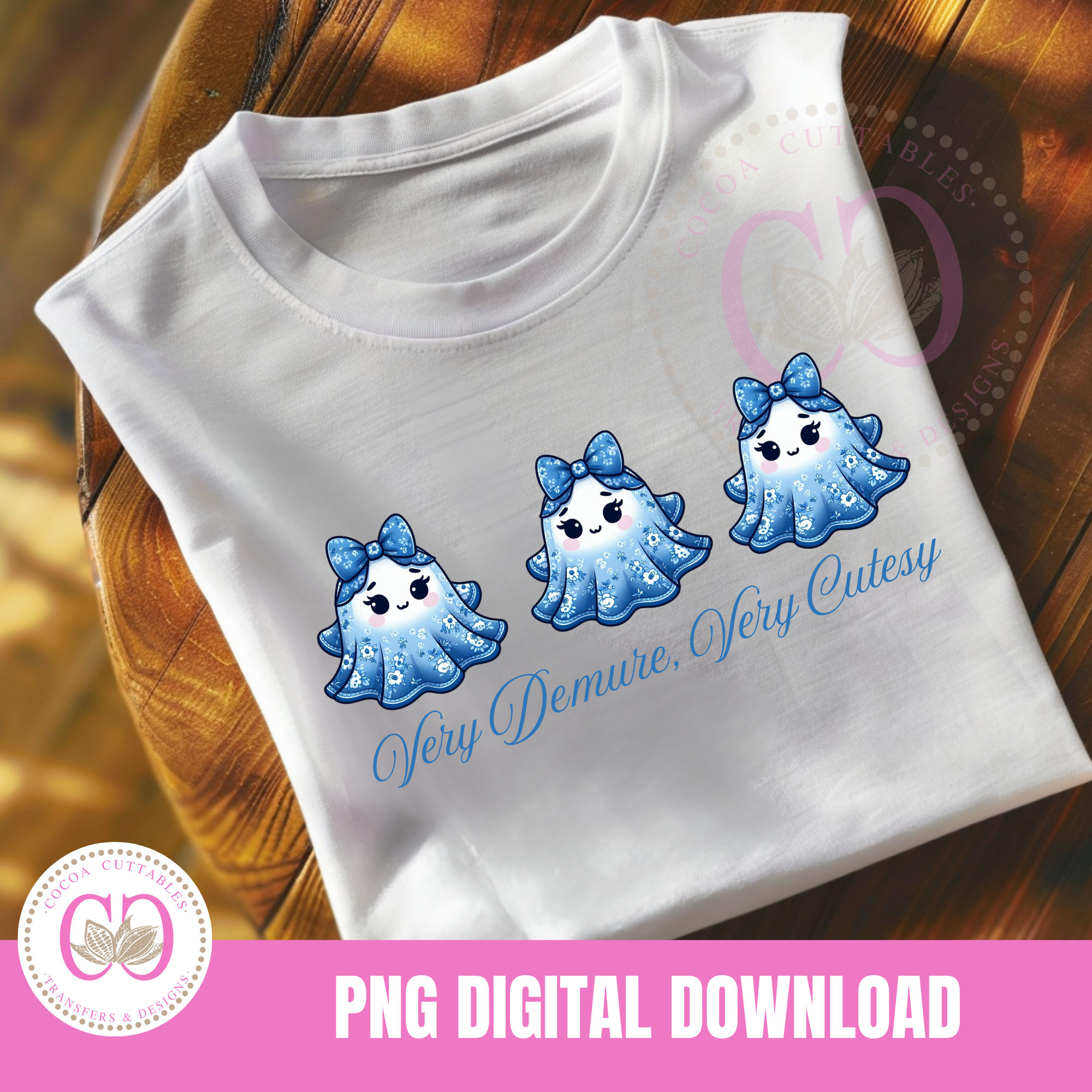 Very Demure Very Cutesy Ghost Halloween Digital PNG T-Shirt Design