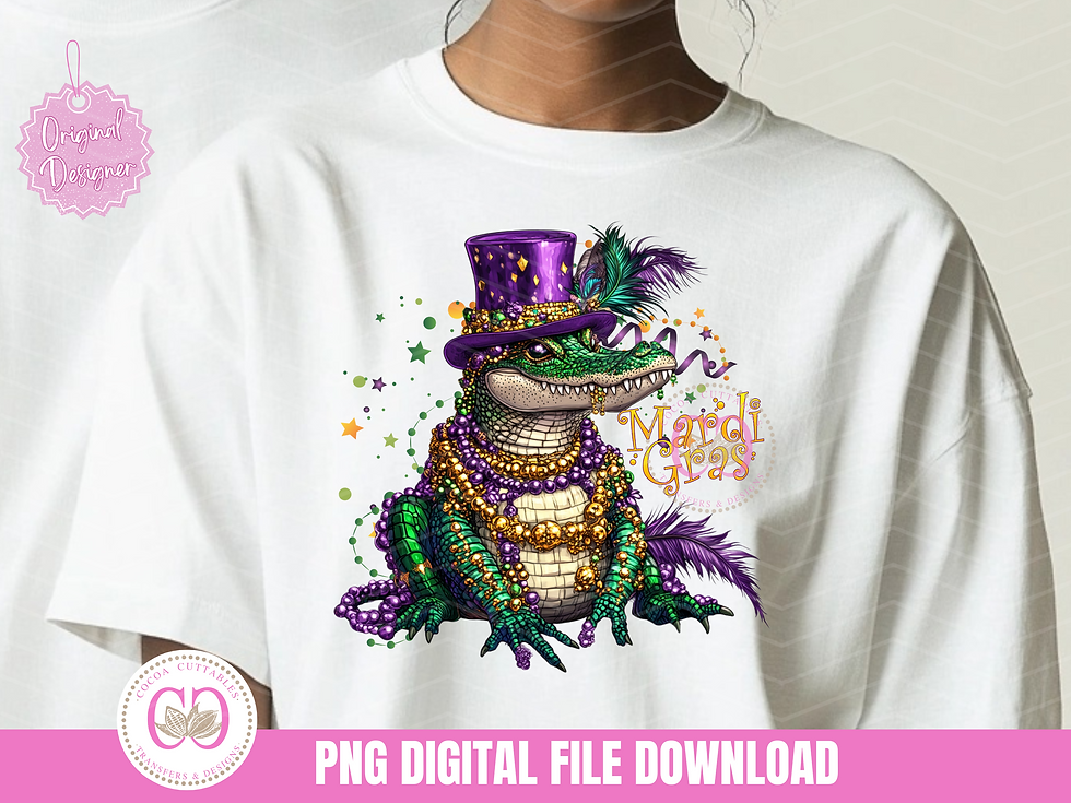 Thumbnail: Gator Mardi Gras Png, Mardi Gras Sublimation Png, Alligator Sublimation Png