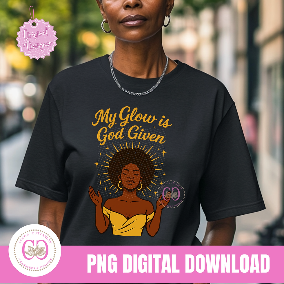 Thumbnail: Black Christian Woman PNG My Glow Is God-given Faith-based PNG Sublimation