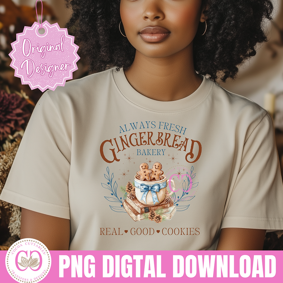 Thumbnail: Always Fresh Gingerbread Bakery Real Good Cookies Christmas PNG Digital Design
