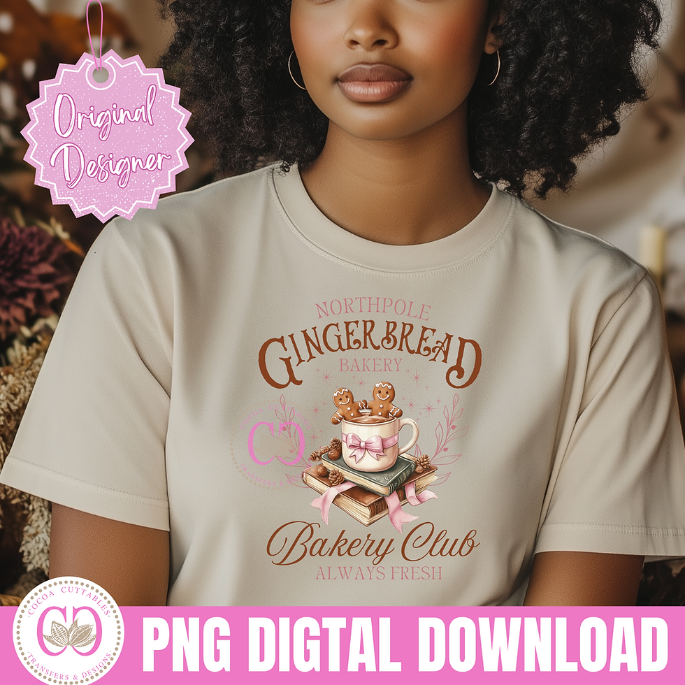 Thumbnail: North Pole Gingerbread Bakery Club Always Fresh Christmas PNG Digital Design