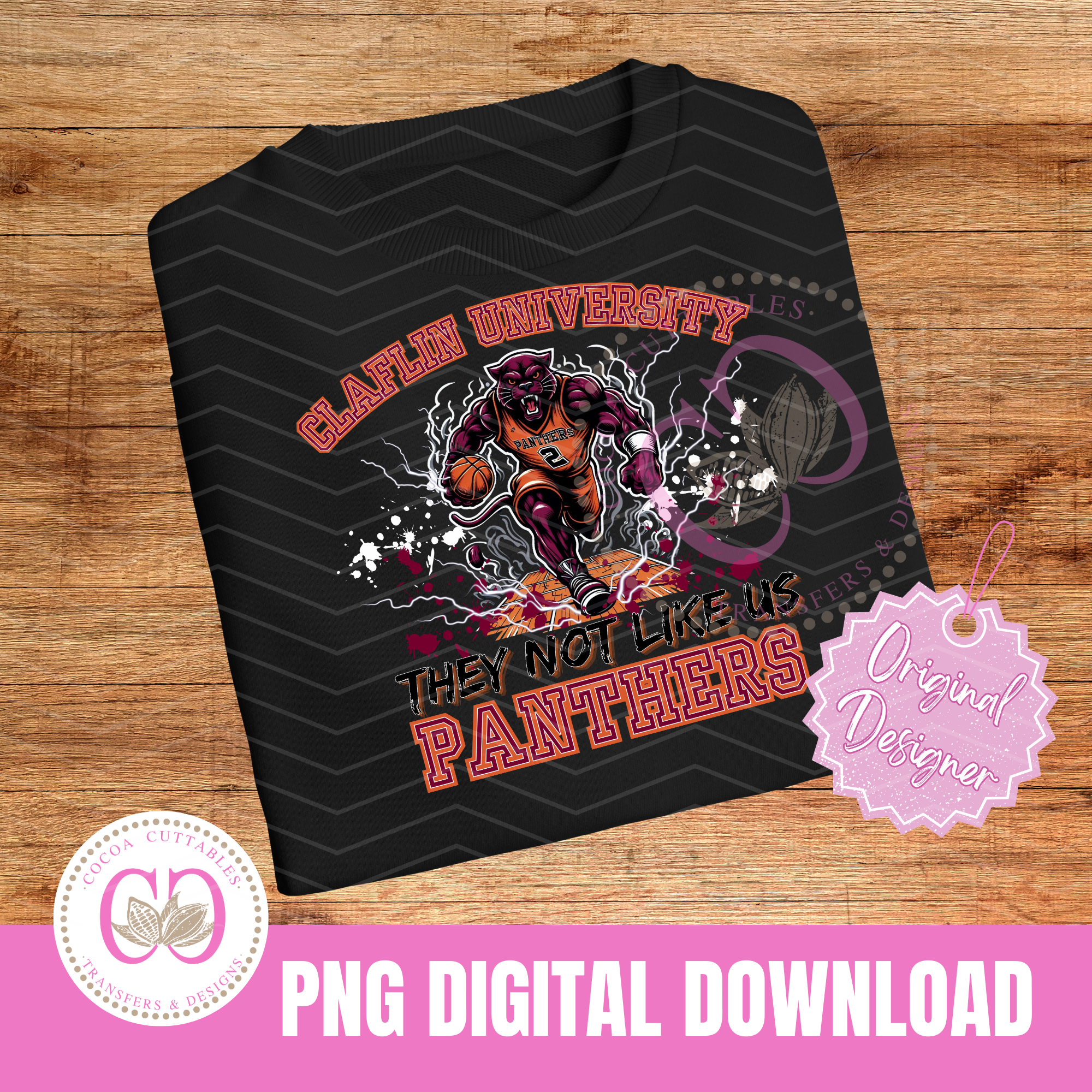 Claflin University Panthers Basketball HBCU College Mascot Digital PNG File
