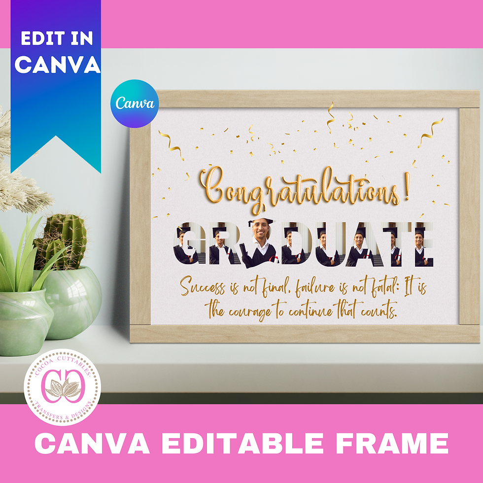 Thumbnail: GRADUATE Frame with Congratulations & Quotes Editable Canva Digital File