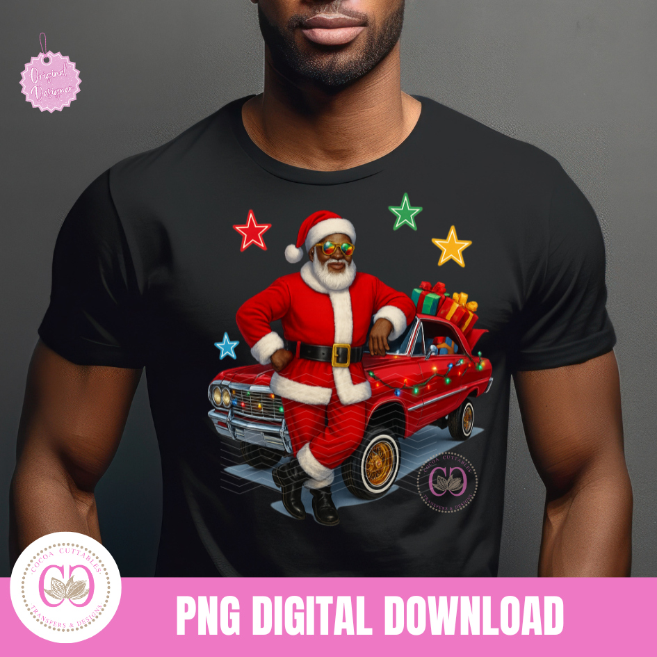 Black Santa Claus Clipart Christmas Clipart PNG Santa Vintage Christmas Car PNG