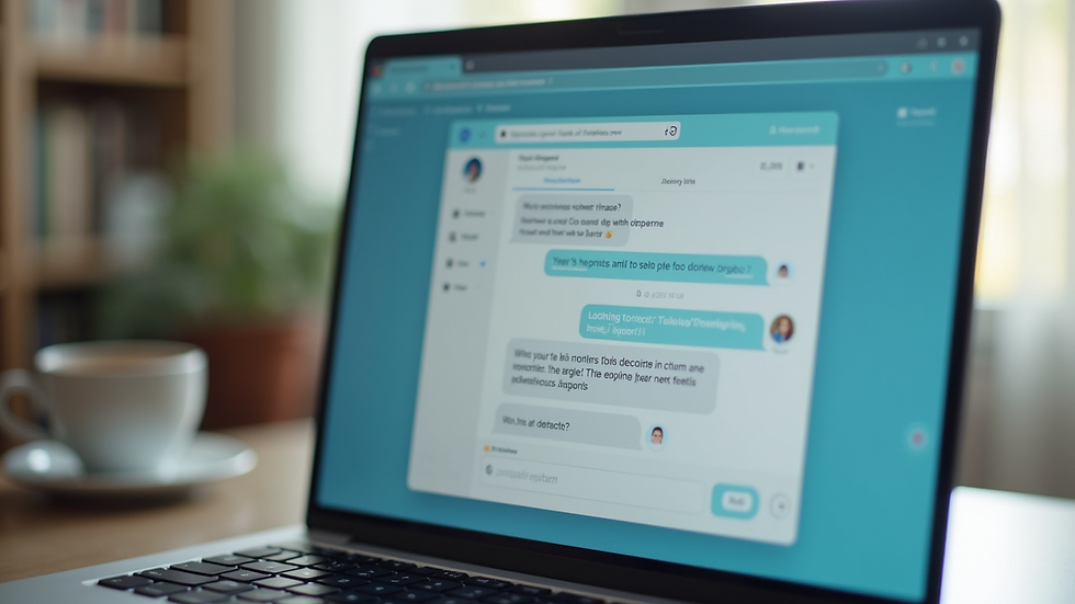 Close-up view of a laptop screen showing chatbot conversation interface