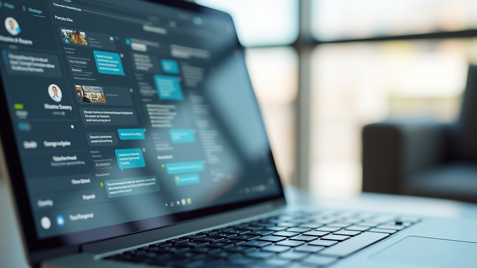 Eye-level view of a sleek chatbot interface on a laptop screen