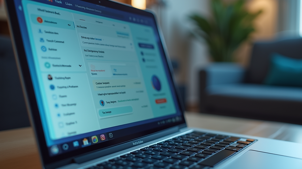 Close-up of a laptop screen showing AI chatbot interface