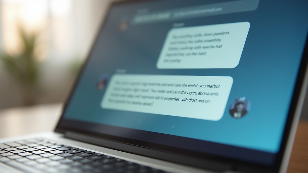 Close-up view of a laptop screen showing chatbot conversation interface