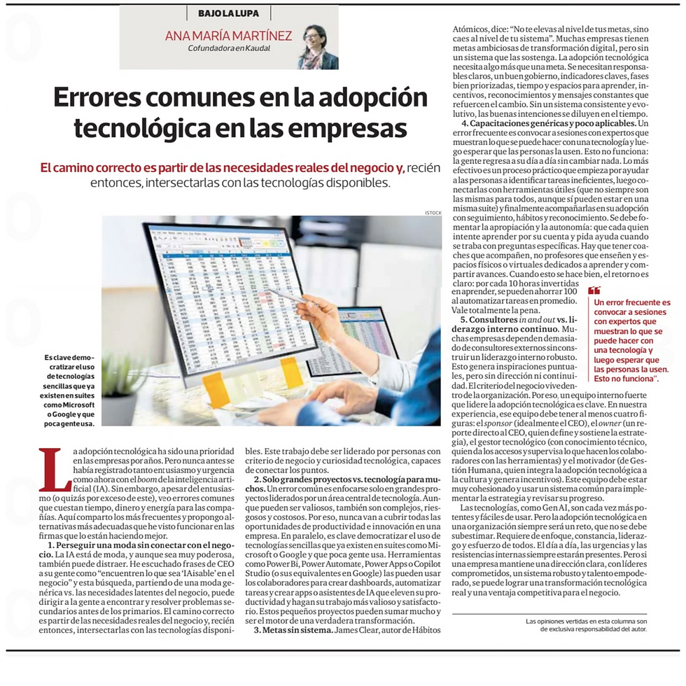 Esta columna fue publicada inicialmente por Ana María Martínez, cofundadora de Kaudal en el Diario Gestión.