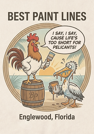 Humorous illustration of Foghorn Leghorn and a Pelican, showcasing the fun and creative approach we take to professional pain