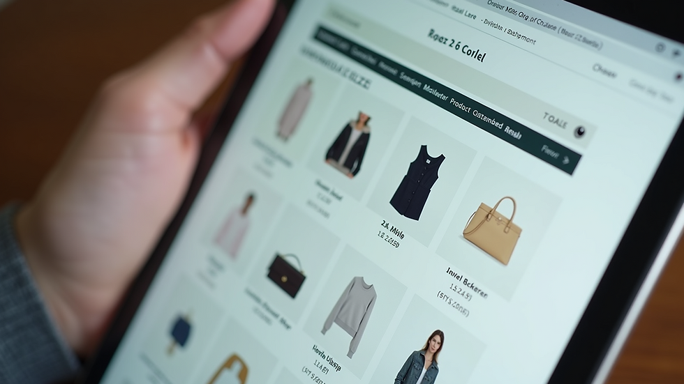 Close-up view of an online shopping website with personalized product recommendations