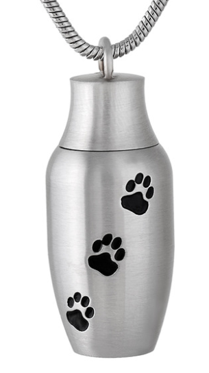 Paw Print Charm Urn Silver