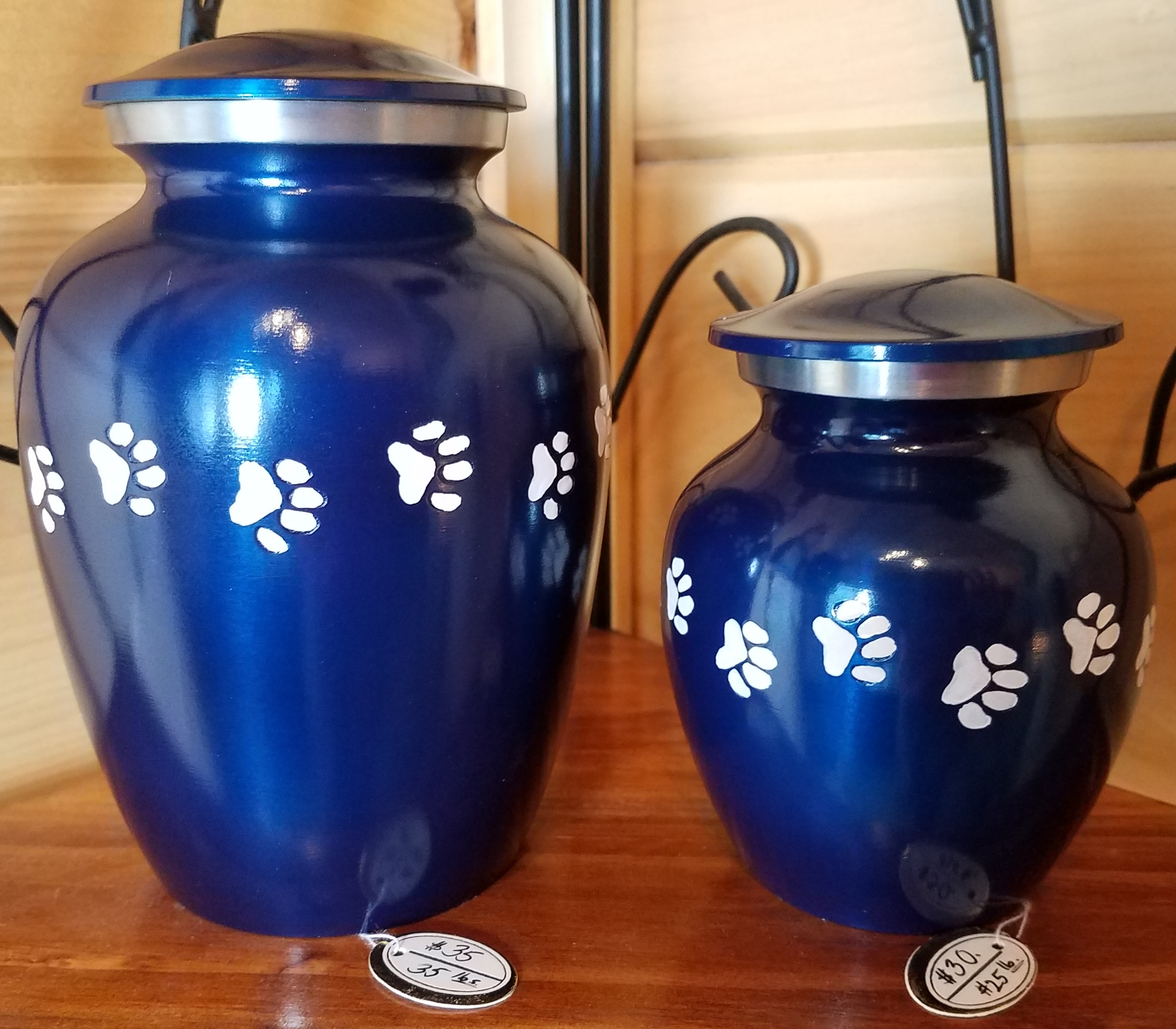 Bright Blue Metal Urns
