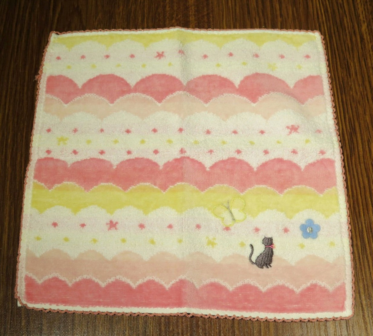 Etoile Butterfly Cat Pink 可爱猫咪吸水小毛巾手帕 蝴蝶猫 粉
