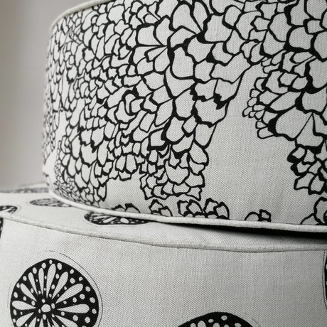 Floor Pouffes in 'Bark' & 'Opium' Fabric