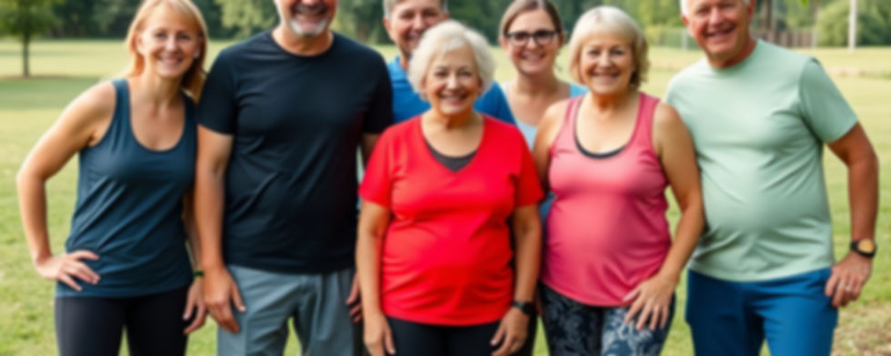 Happy group picture of young and older adults adults in exercise clothing.jpg