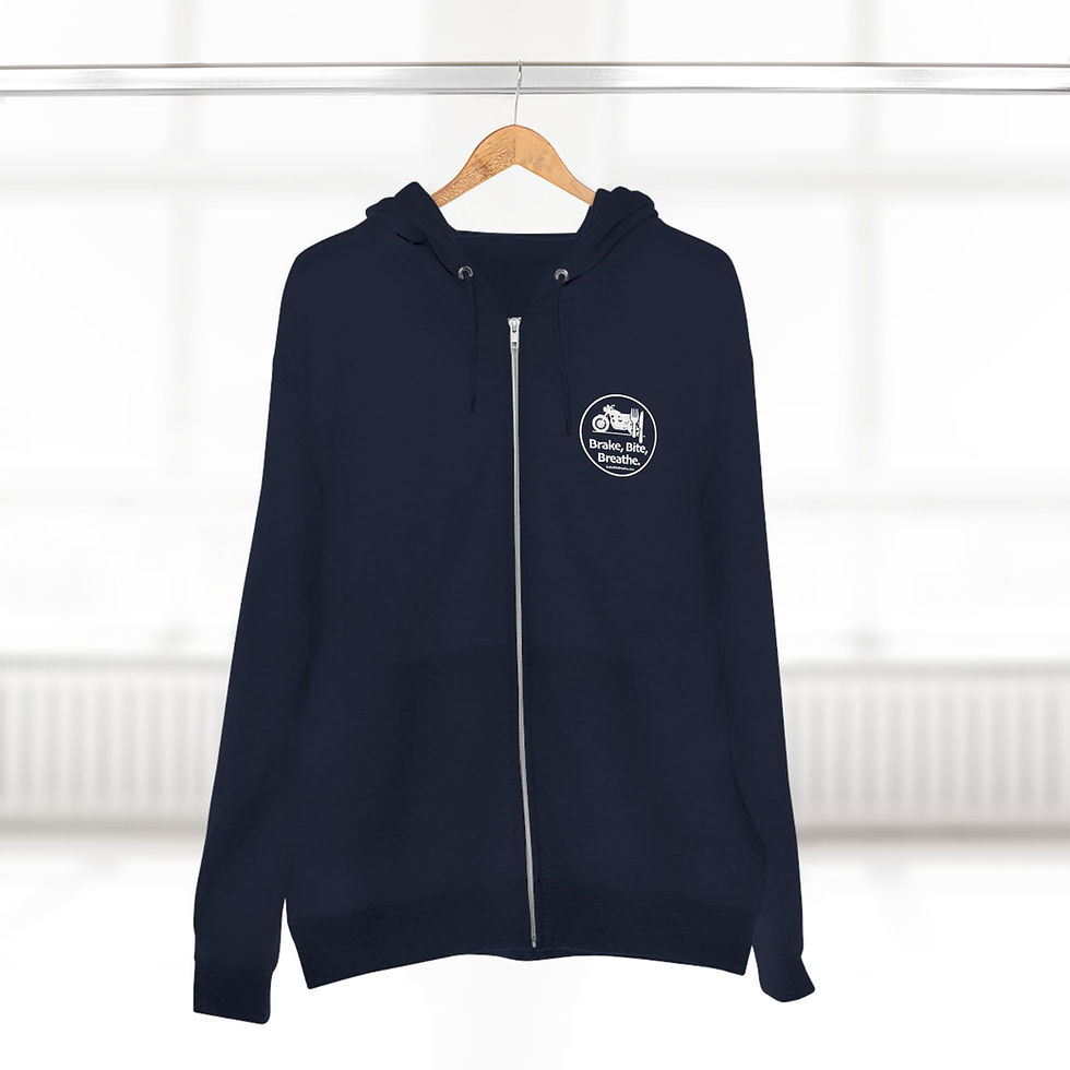 Thumbnail: Unisex Zip Hoodie - Brake, Bite, Breathe - Cool Casual Wear for Riders