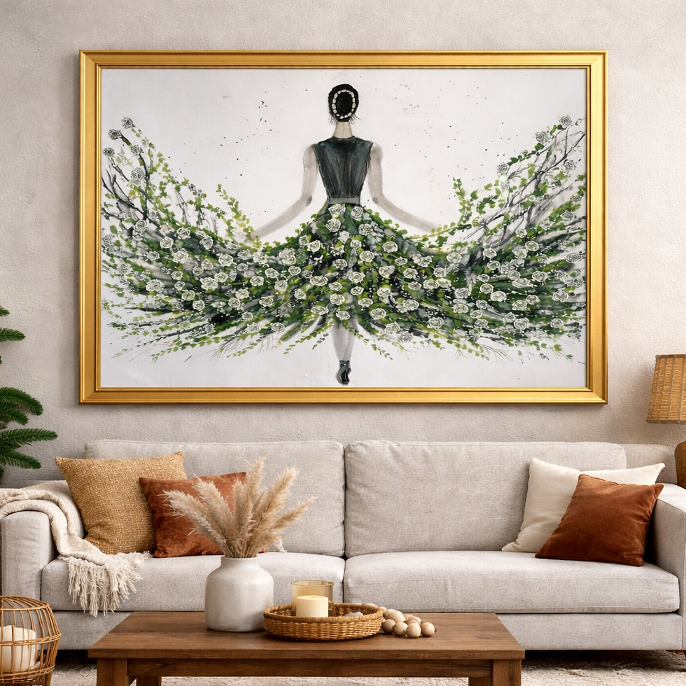 Miniaturbild: Wandbild Ballerina Margarita modern abstrakt in schwarz weiß Tönen. Moderne Kunst stilvoll als Dekoration für den Wohnbereich