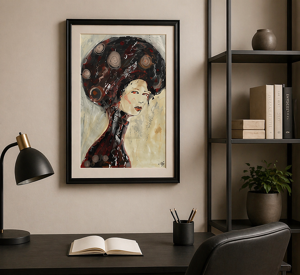 Miniaturbild: Stille Präsenz -Abstraktes Frauenportrait in gedeckten Tönen Print