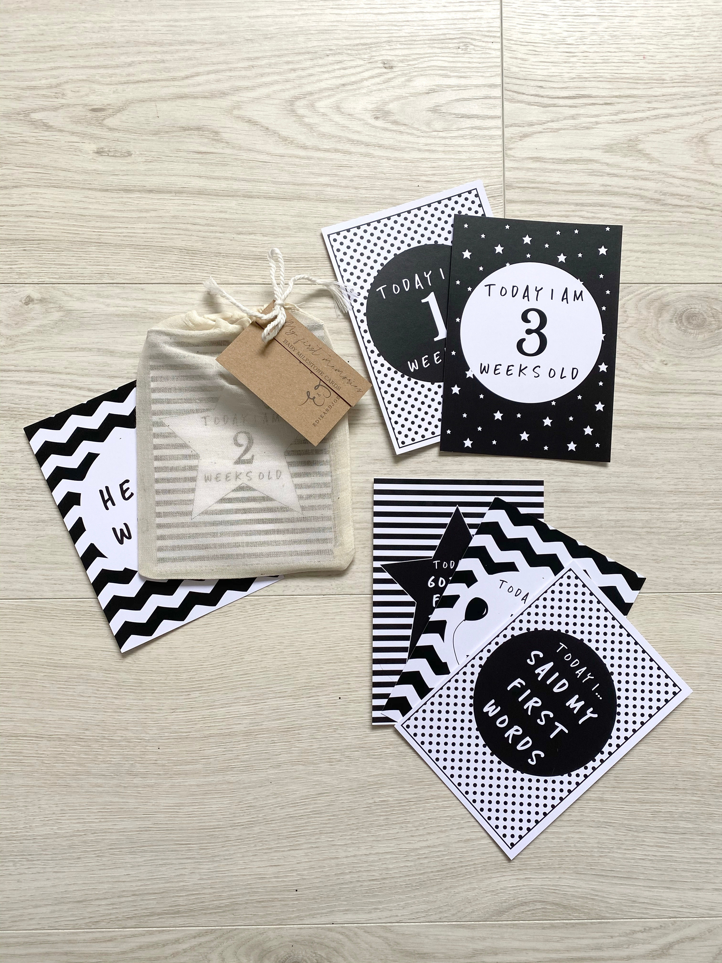 Monochrome milestone cards