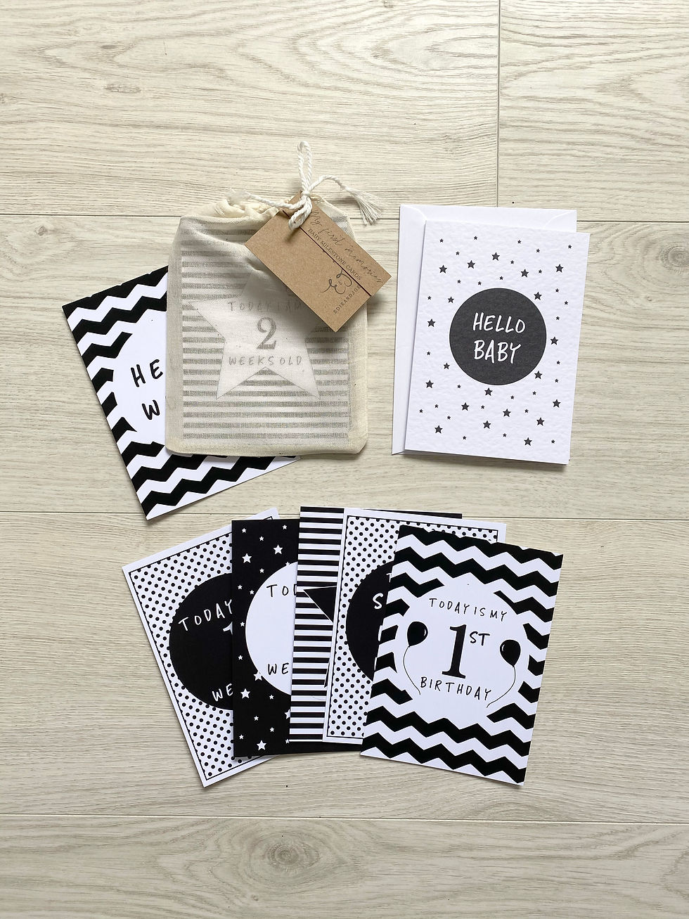 Thumbnail: Monochrome milestone cards