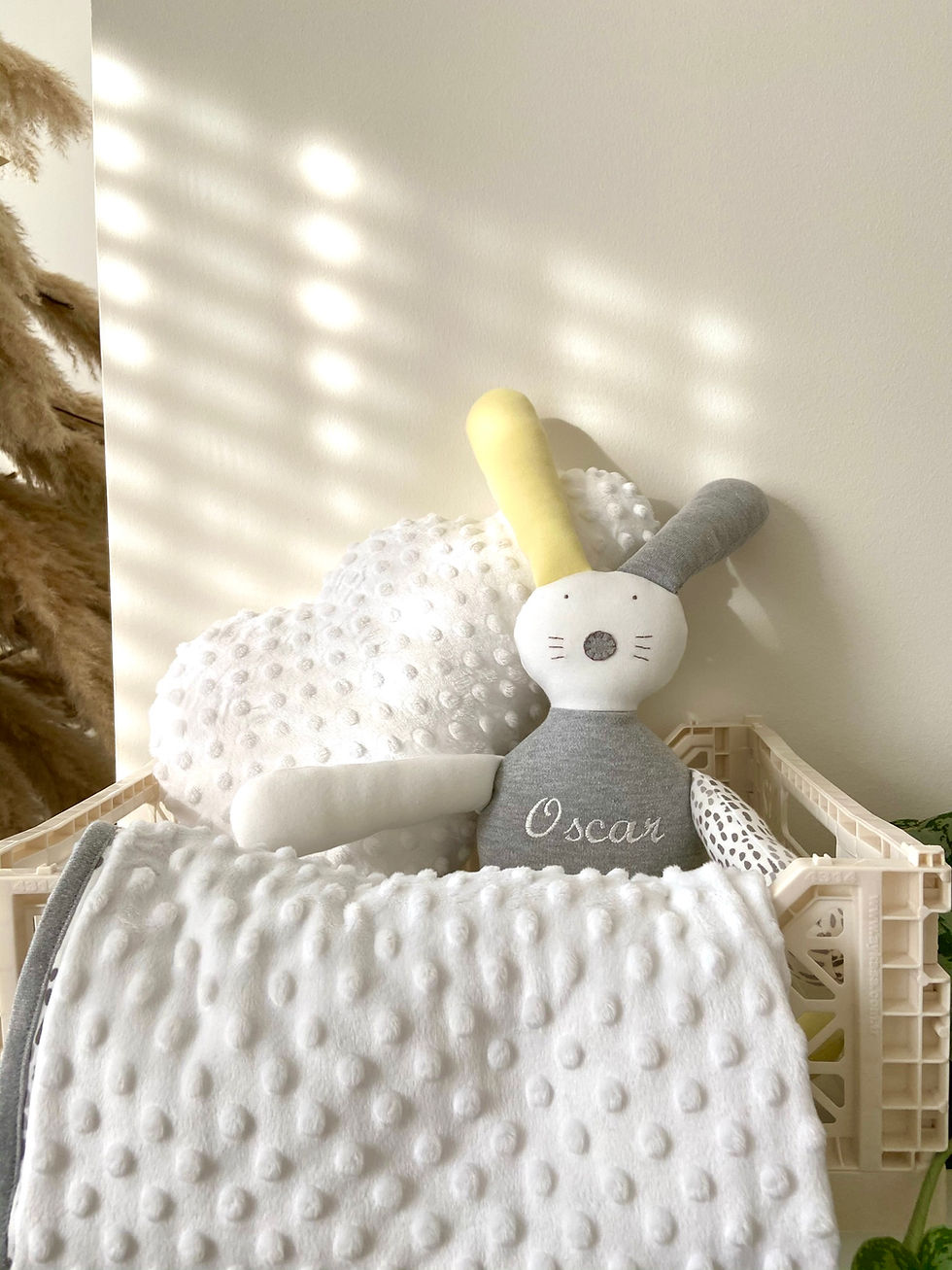 Thumbnail: Flopsy bunny soft toy- yellow/grey/white