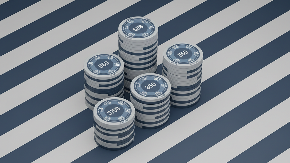 Close-up view of high-quality casino chips stacked neatly