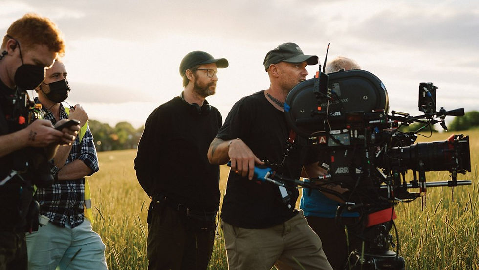 Director Andrew Haigh with cinematographer Jamie D. Ramsay shooting All of Us Strangers.
