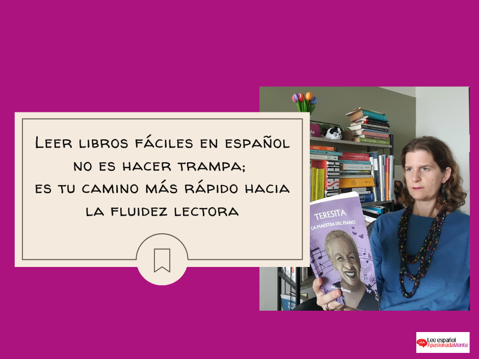 The blog author reading the comprehensible book Teresita