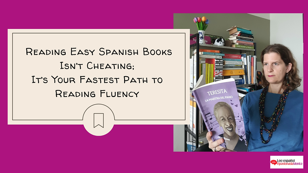 The author is reading the comprehensible book Teresita